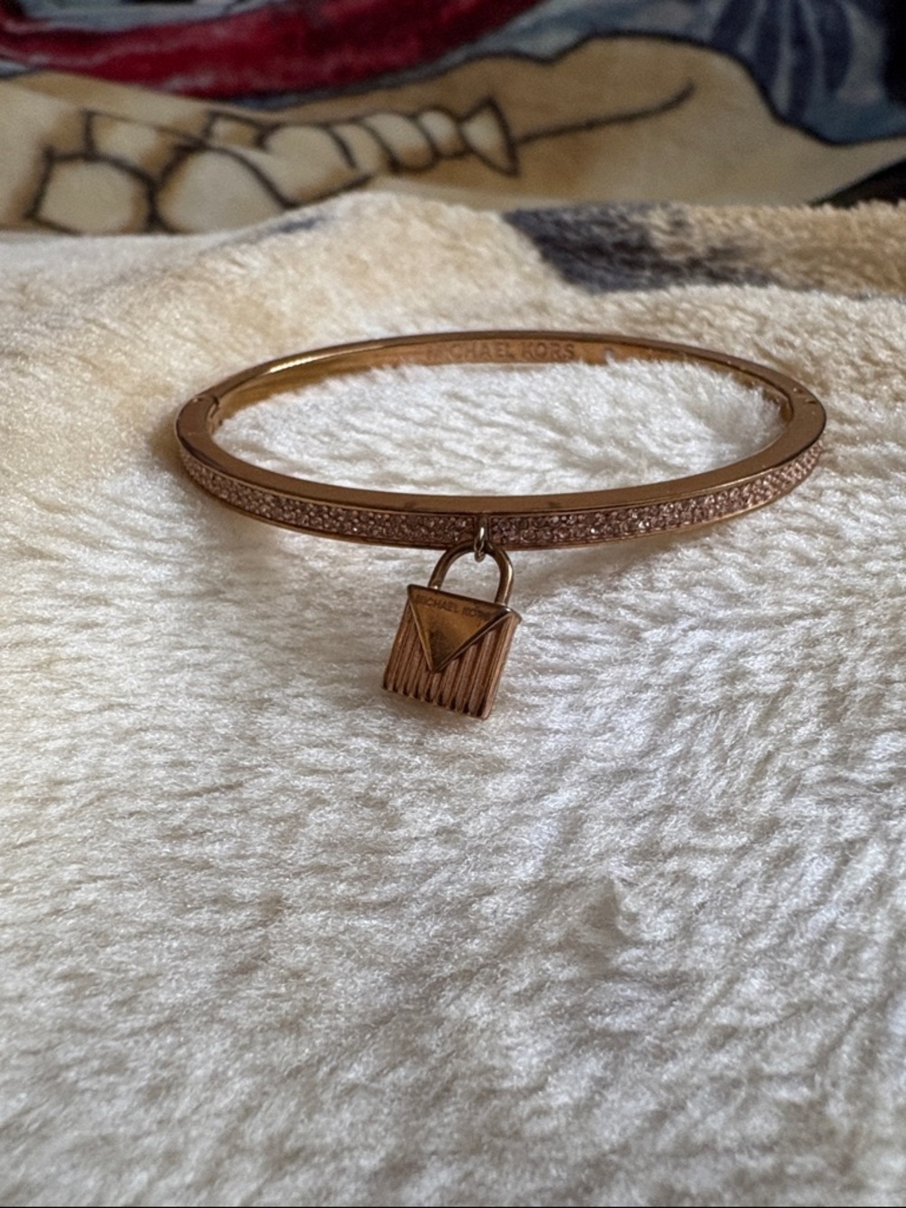 Michael Kors Rose Gold Pavé Lock Bangle